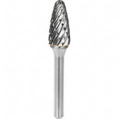 SGS Pro - 1/2" Cut Diam, 1/4" Shank Diam, Tungsten Carbide Steel Cut Ball Nose Tree Burr - USA Tool & Supply