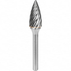 SGS Pro - 5/16" Cut Diam, 1/4" Shank Diam, Tungsten Carbide Inox Cut Pointed Tree Burr - USA Tool & Supply