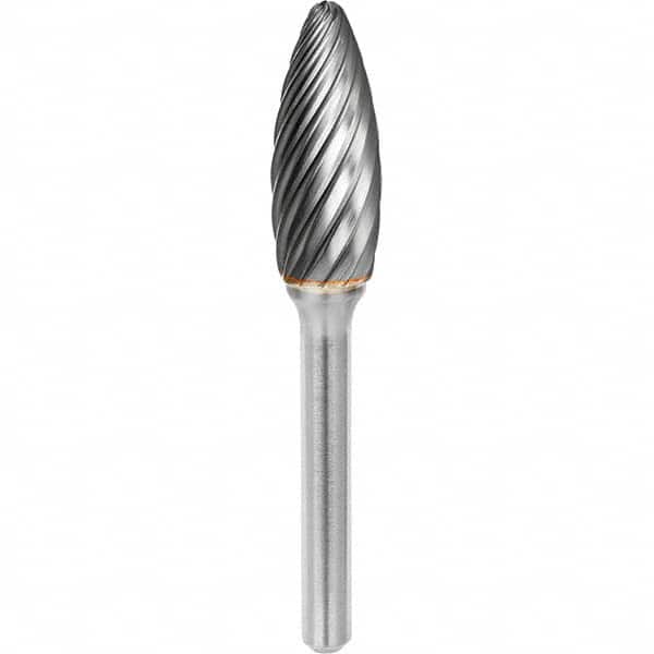 SGS Pro - 5/16" Cut Diam, 1/4" Shank Diam, Tungsten Carbide Inox Cut Flame Burr - USA Tool & Supply