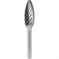 SGS Pro - 1/2" Cut Diam, 1/4" Shank Diam, Tungsten Carbide Inox Cut Flame Burr - USA Tool & Supply