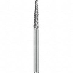 SGS Pro - 1/8" Cut Diam, 1/8" Shank Diam, Tungsten Carbide Double Cut Ball Nose Cone Burr - USA Tool & Supply