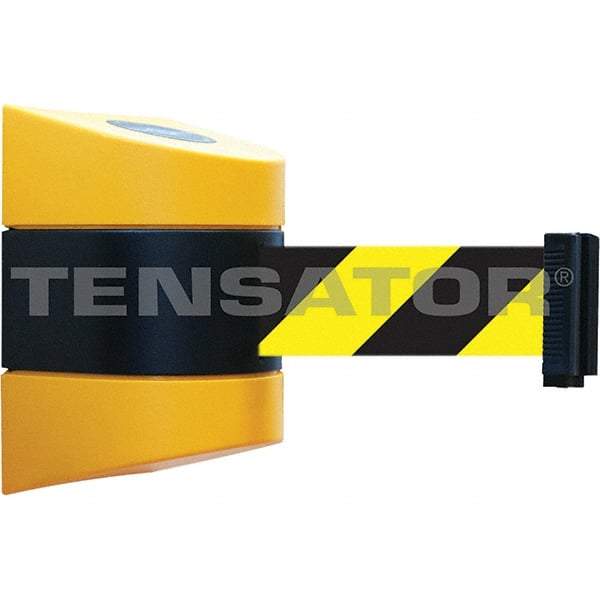 Tensator - 7-1/4" High x 4-3/4" Long x 4-3/4" Wide Magnetic Wall Mount Barrier - Yellow Powdercoat Finish, Black/Yellow, Use with Wall Mount - USA Tool & Supply