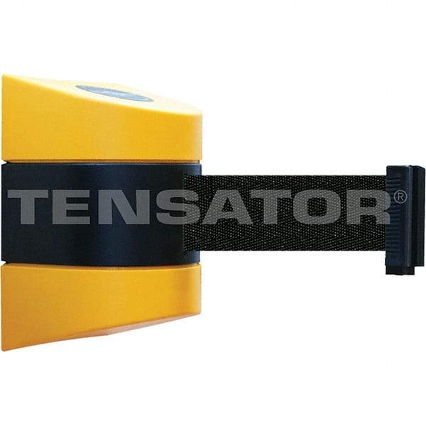 Tensator - 7-1/4" High x 4-3/4" Long x 4-3/4" Wide Magnetic Wall Mount Barrier - Yellow Powdercoat Finish, Black/Yellow, Use with Wall Mount - USA Tool & Supply