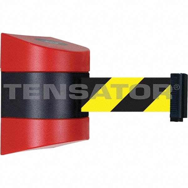 Tensator - 7-1/4" High x 4-3/4" Long x 4-3/4" Wide Magnetic Wall Mount Barrier - Red Powdercoat Finish, Red/Black, Use with Wall Mount - USA Tool & Supply