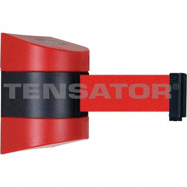 Tensator - 7-1/4" High x 4-3/4" Long x 4-3/4" Wide Magnetic Wall Mount Barrier - Red Powdercoat Finish, Black/Red, Use with Wall Mount - USA Tool & Supply