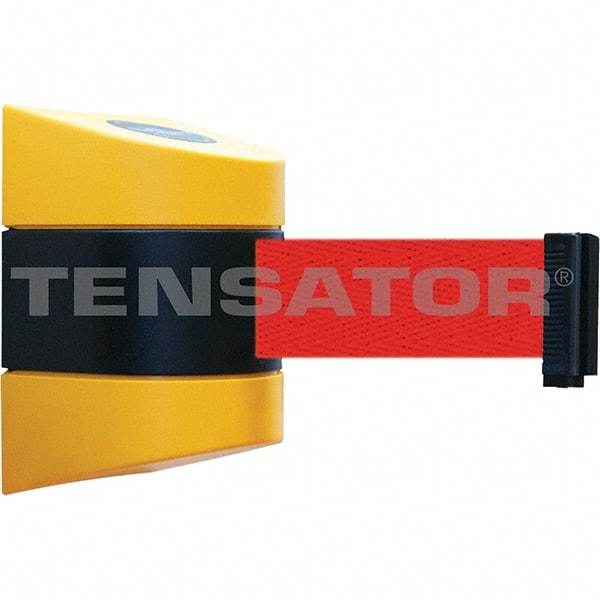 Tensator - 7-1/4" High x 4-3/4" Long x 4-3/4" Wide Magnetic Wall Mount Barrier - Yellow Powdercoat Finish, Black/Yellow, Use with Wall Mount - USA Tool & Supply