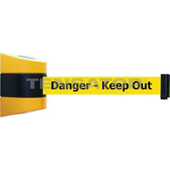 Tensator - 5-1/2" High x 3-1/4" Long x 3-1/4" Wide Magnetic Wall Mount Barrier - Metal, Yellow Powdercoat Finish, Black/Yellow, Use with Wall Mount - USA Tool & Supply