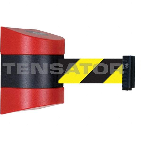 Tensator - 5-1/2" High x 3-1/4" Long x 3-1/4" Wide Magnetic Wall Mount Barrier - Metal, Red Powdercoat Finish, Red/Black, Use with Wall Mount - USA Tool & Supply