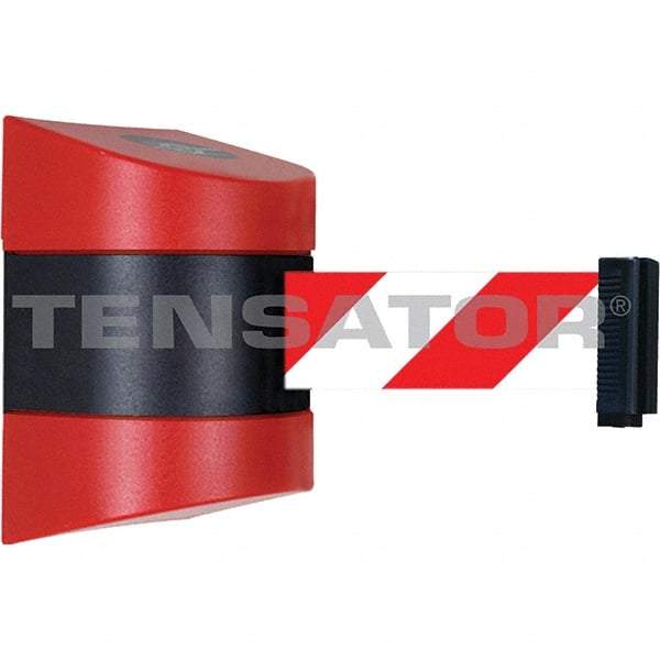 Tensator - 7-1/4" High x 4-3/4" Long x 4-3/4" Wide Magnetic Wall Mount Barrier - Metal, Red Powdercoat Finish, Red/Black, Use with Wall Mount - USA Tool & Supply