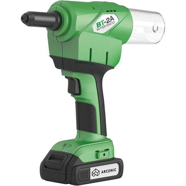 Marson - All up to 3/16" Closed End Rivet Capacity , 2,248 Lb Pull Force Cordless Electric Riveter - 0.83" Stroke Length, 14.4 Volt, Mandrel Collection, Battery Included - USA Tool & Supply