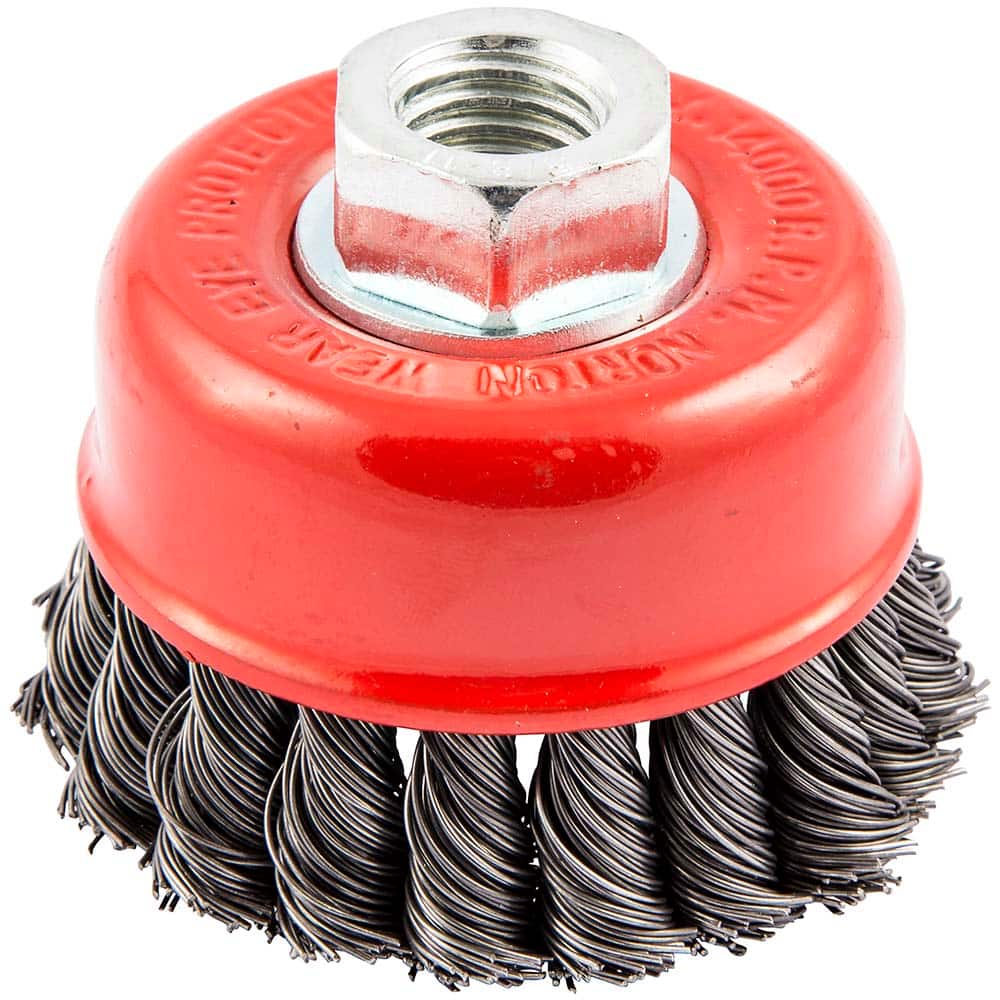 Norton - 2-3/4" Diam 5/8-11 Threaded Arbor Carbon Steel Fill Cup Brush - USA Tool & Supply