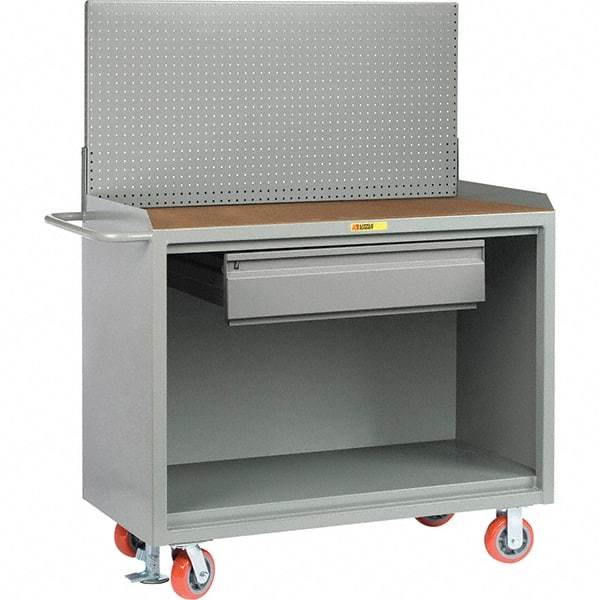 Little Giant - 3,600 Lb Capacity, 2 Shelf, 1 Drawer Mobile Bench Cabinet with Pegboard Panel - 41" Wide x 24" Deep x 43" High, Steel - USA Tool & Supply