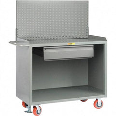 Little Giant - 3,600 Lb Capacity, 2 Shelf, 1 Drawer Mobile Bench Cabinet with Pegboard Panel - 41" Wide x 24" Deep x 43" High, Steel - USA Tool & Supply