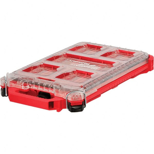 Milwaukee Tool - PACKOUT 5 Compartment Red Small Parts Compact Low-Profile Organizer - USA Tool & Supply