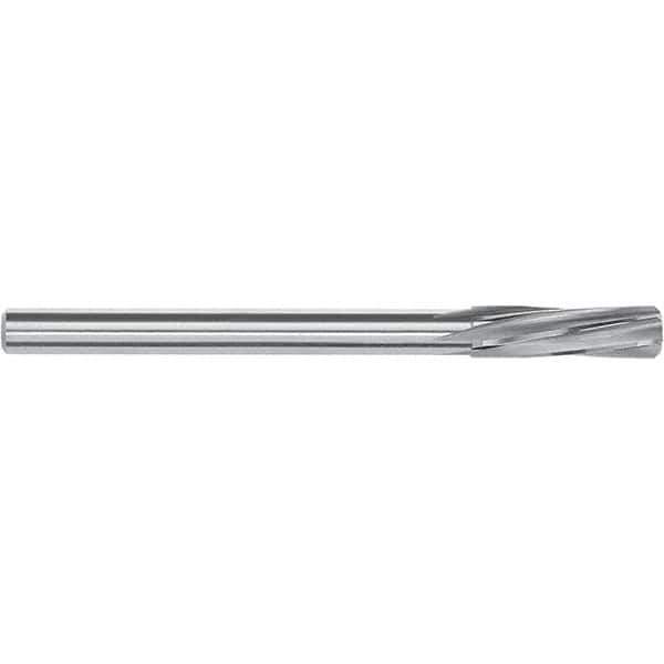 Magafor - 12.28mm Solid Carbide 6 Flute Chucking Reamer - Spiral Flute, 12mm Straight Shank, 44mm Flute Length, 151mm OAL - USA Tool & Supply