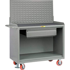Little Giant - 3,600 Lb Capacity, 2 Shelf, 1 Drawer Mobile Bench Cabinet with Louvered Panel - 53" Wide x 24" Deep x 43" High, Steel - USA Tool & Supply
