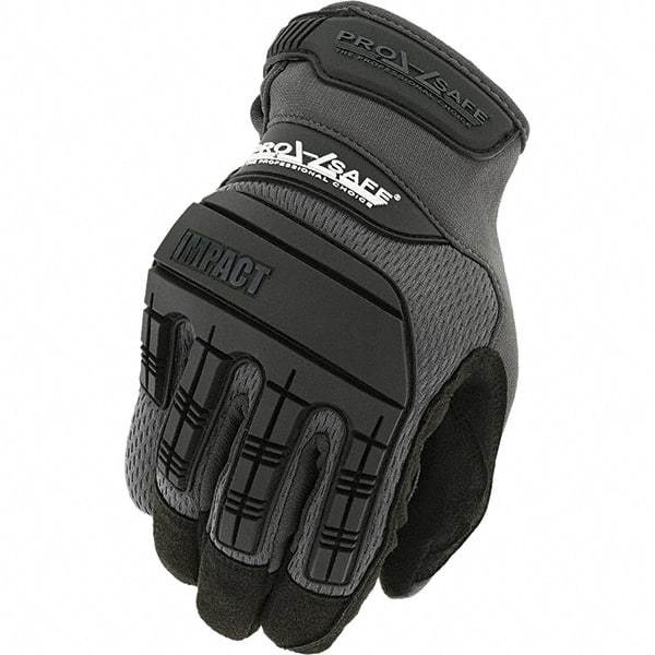 PRO-SAFE - Size L (10) Work Gloves - For General Purpose, Uncoated, Hook & Loop Cuff, Full Fingered, Black, Paired - USA Tool & Supply