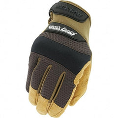 PRO-SAFE - Size L (10) Work Gloves - For General Purpose, Uncoated, Hook & Loop Cuff, Full Fingered, Brown, Paired - USA Tool & Supply