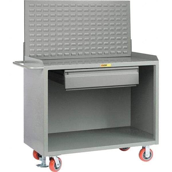 Little Giant - 3,600 Lb Capacity, 2 Shelf, 1 Drawer Mobile Bench Cabinet with Louvered Panel - 41" Wide x 24" Deep x 43" High, Steel - USA Tool & Supply