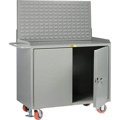 Little Giant - 3,600 Lb Capacity, 2 Shelf, 2 Door Mobile Bench Cabinet with Louvered Panel - 53" Wide x 24" Deep x 43" High, Steel - USA Tool & Supply