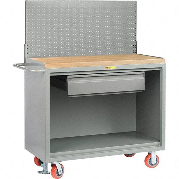 Little Giant - 3,600 Lb Capacity, 2 Shelf, 1 Drawer Mobile Bench Cabinet with Pegboard Panel - 53" Wide x 24" Deep x 43" High, Steel - USA Tool & Supply
