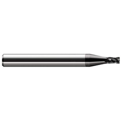 Square End Mill: 5/64'' Dia, 0.117'' LOC, 1/8'' Shank Dia, 1-1/2'' OAL, 3 Flutes, Solid Carbide Single End, Amorphous Diamond Finish, 30 ° Helix, Centercutting, RH Cut, RH Flute