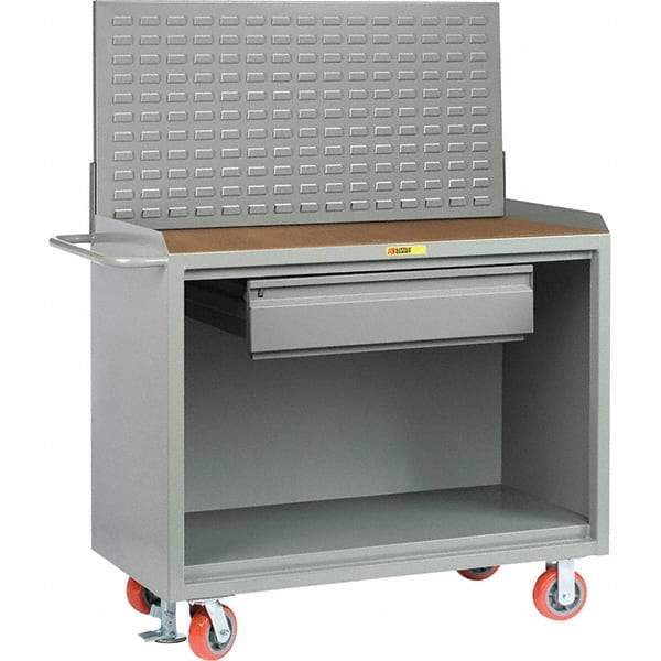Little Giant - 3,600 Lb Capacity, 2 Shelf, 1 Drawer Mobile Bench Cabinet with Louvered Panel - 41" Wide x 24" Deep x 43" High, Steel - USA Tool & Supply