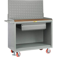 Little Giant - 3,600 Lb Capacity, 2 Shelf, 1 Drawer Mobile Bench Cabinet with Louvered Panel - 53" Wide x 24" Deep x 43" High, Steel - USA Tool & Supply