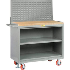 Little Giant - 3,600 Lb Capacity, 3 Shelf Mobile Bench Cabinet with Louvered Panel - 53" Wide x 24" Deep x 43" High, Steel - USA Tool & Supply