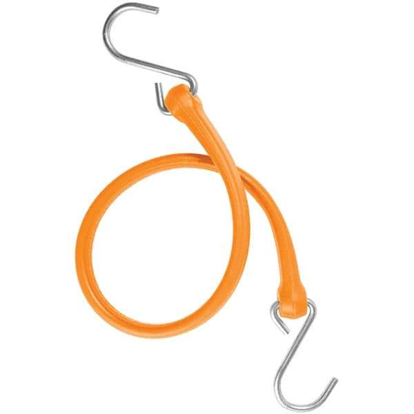 The Perfect Bungee - Heavy Duty Bungee Strap with Triangulated Galvanized S Hook - 24" OAL, Safety Orange - USA Tool & Supply