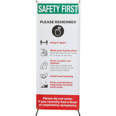 COVID-19 Sign: Rectangle, ″SAFETY FIRST PLEASE REMEMBER KEEP 6' APART