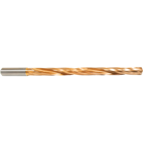 12.2 mm Dia. × 14 mm Shank × 182 mm Flute Length × 230 mm OAL, 12xD, 135°, ZrCN, 2 Flute, Coolant Thru, Round Solid Carbide Drill Series/List #NG05