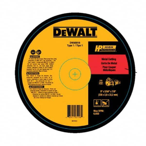 DeWALT - 9 x 5/64, 7/8" Hole Aluminum Oxide Cutoff Wheel - USA Tool & Supply