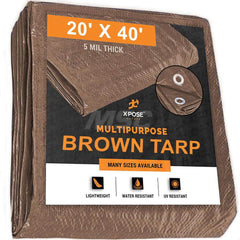 Tarp/Dust Cover: Brown, Rectangle, Polyethylene, 40' Long x 20' Wide, 5 mil Polyethylene, Rectangle