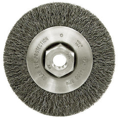 4″ Narrow Face Crimped Wire Wheel, .014″ Steel Fill, 3/8″-24 UNF Nut - USA Tool & Supply