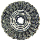 4" Diameter - M10 x 1.25 Arbor Hole - Knot Twist Steel Wire Straight Wheel - USA Tool & Supply