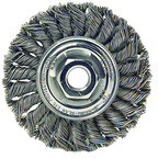 4" Diameter - M10 x 1.25 Arbor Hole - Knot Twist Steel Wire Straight Wheel - USA Tool & Supply