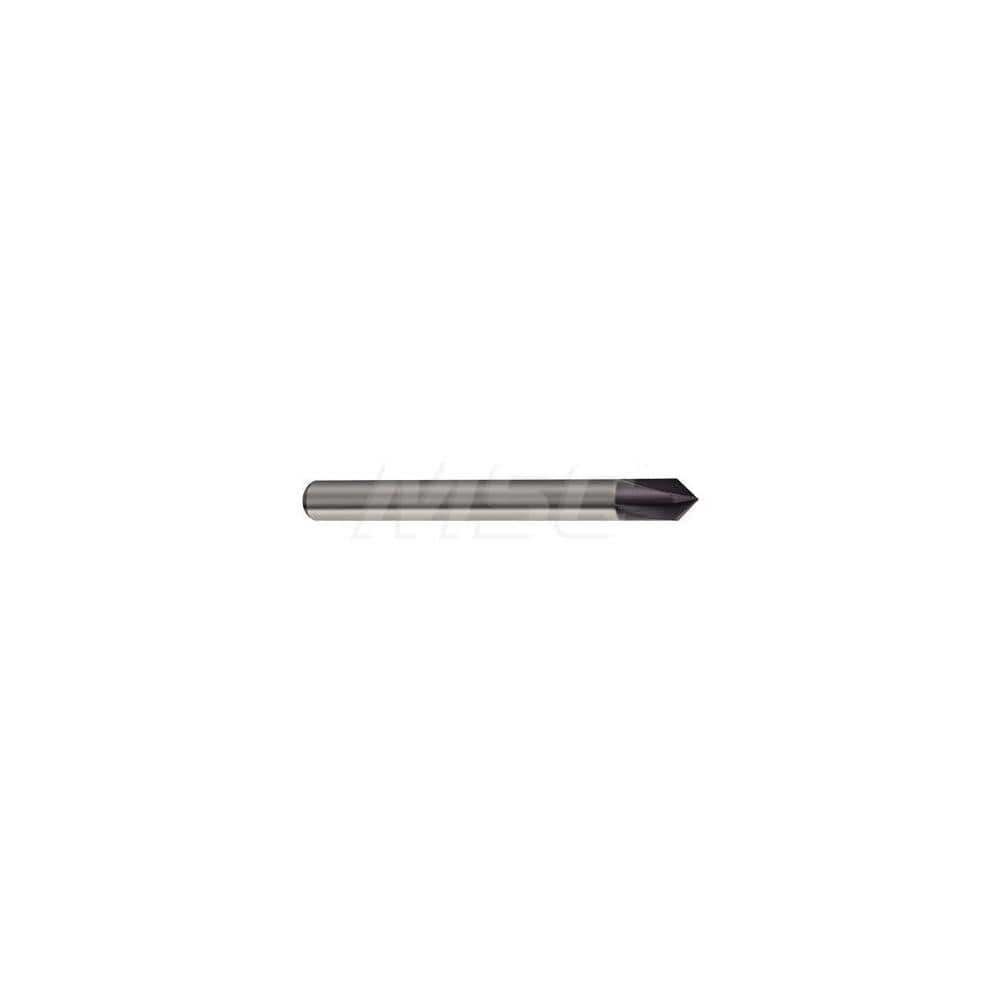 Chamfer Mill: 10 mm Dia, 4 Flutes, Solid Carbide, Corner Chamfer End 72 mm OAL, 10 mm Shank Dia, Nano-Si Coated