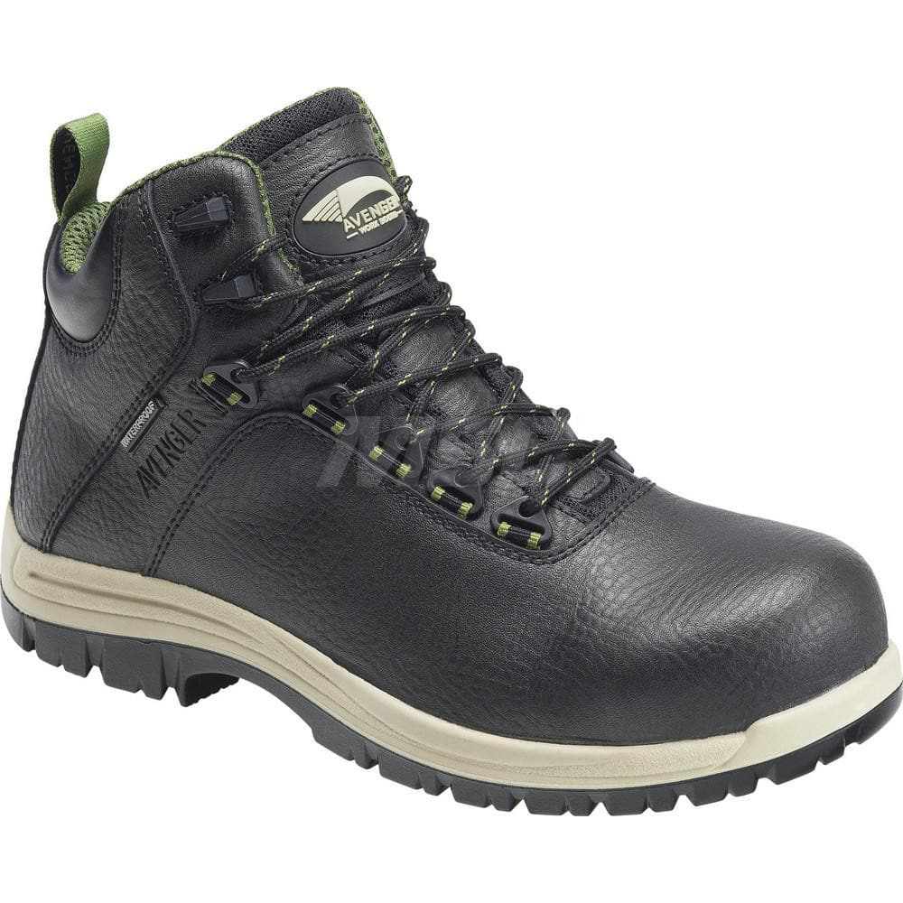 Work Boot: Size 10.5, 6″ High, Leather, Composite Toe Wide Width, Non-Slip Sole