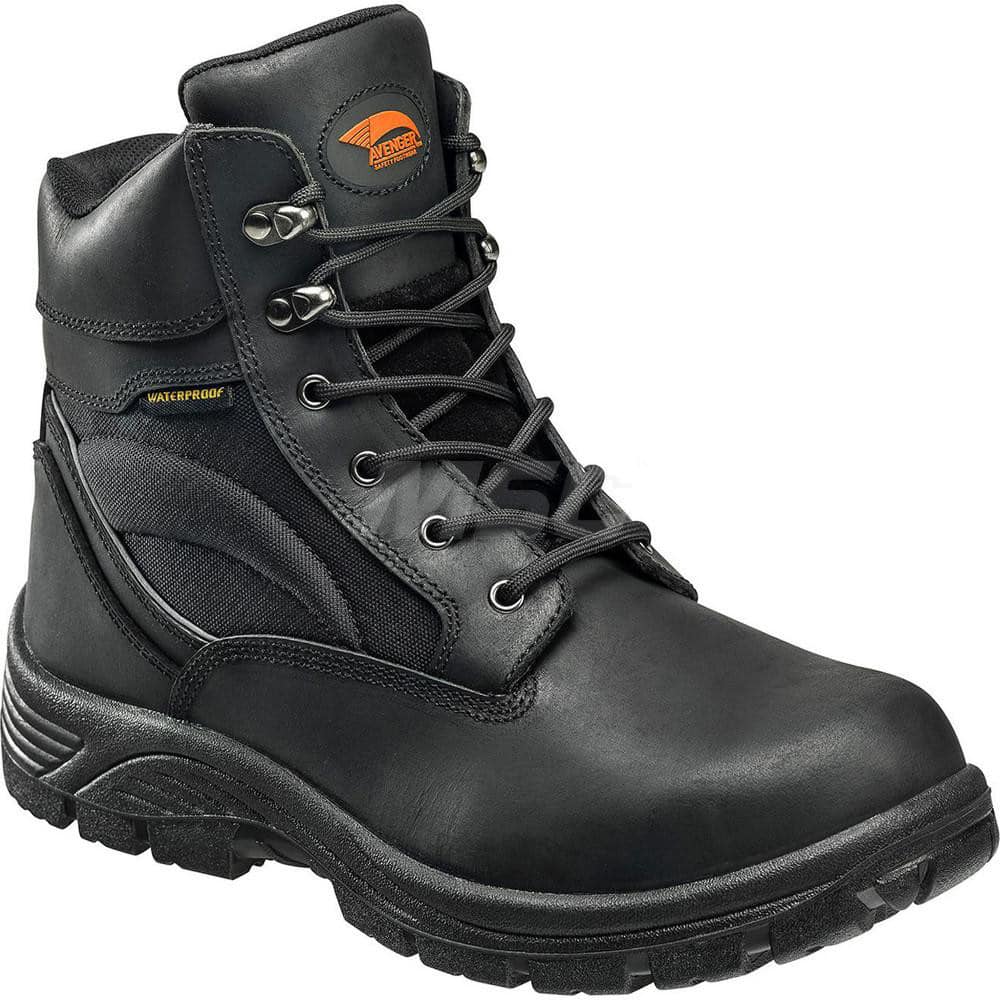 Work Boot: Size 14, 6″ High, Leather, Steel Toe Wide Width, Non-Slip Sole