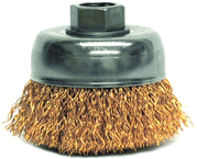 3" Crimped Wire Cup Brush - .020 Bronze; 5/8-11 A.H. - Non-Sparking Wire Wheel - USA Tool & Supply