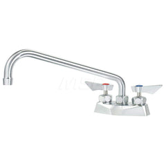 Industrial & Laundry Faucets; Type: Base Mount Faucet; Style: Base Mounted; Design: Base Mounted; Handle Type: Lever; Spout Type: Swing Spout/Nozzle; Mounting Centers: 4; Spout Size: 12; Finish/Coating: Chrome Plated Satin; Type: Base Mount Faucet