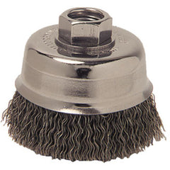 3″ Crimped Wire Cup Brush, .014″ Steel Fill, M14 × 2.0 Nut - USA Tool & Supply