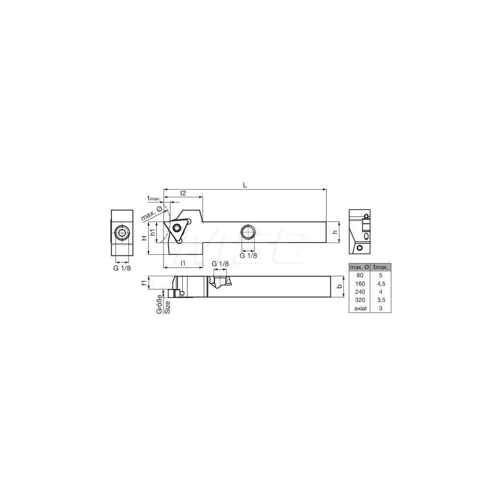 Guhring GH305.0500.500.00.12.R.IK External Right Hand NonFace Grooving Radial Grooving with Thru Coolant Holder 1/2″ Square Shank