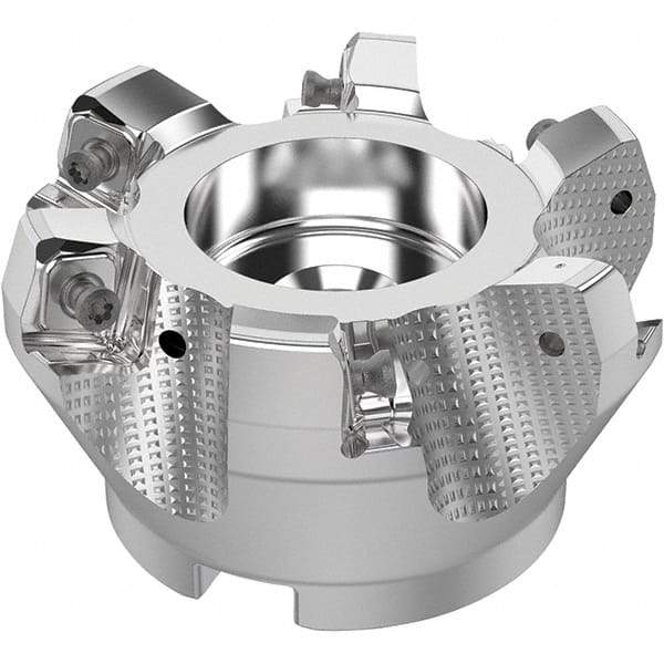 Seco - 3" Cut Diam, 1" Arbor Hole, 0.315" Max Depth of Cut, 71° Indexable Chamfer & Angle Face Mill - 6 Inserts, SN.. Insert, Right Hand Cut, 6 Flutes, Through Coolant, Series R220.56 - USA Tool & Supply