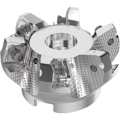 Seco - 63mm Cut Diam, 22mm Arbor Hole, 8mm Max Depth of Cut, 71° Indexable Chamfer & Angle Face Mill - 6 Inserts, SN.. Insert, Right Hand Cut, 6 Flutes, Through Coolant, Series R220.56 - USA Tool & Supply