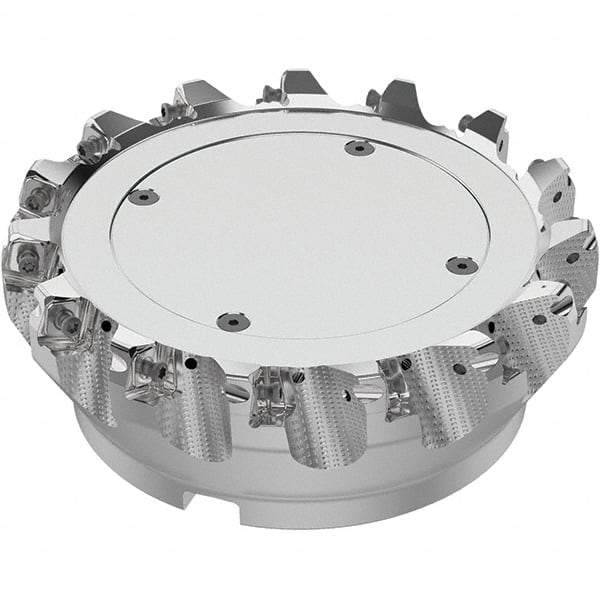 Seco - 6" Cut Diam, 2" Arbor Hole, 0.315" Max Depth of Cut, 71° Indexable Chamfer & Angle Face Mill - 15 Inserts, SN.. Insert, Right Hand Cut, 15 Flutes, Through Coolant, Series R220.56 - USA Tool & Supply