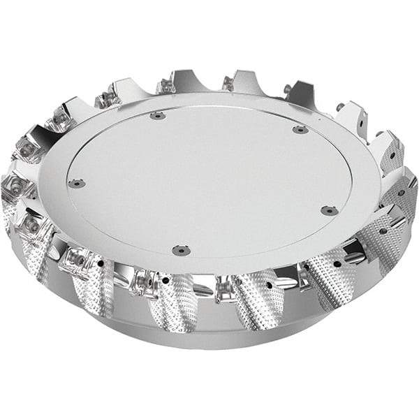 Seco - 200mm Cut Diam, 60mm Arbor Hole, 6mm Max Depth of Cut, 48° Indexable Chamfer & Angle Face Mill - 17 Inserts, SN.. Insert, Right Hand Cut, 17 Flutes, Through Coolant, Series R220.54 - USA Tool & Supply