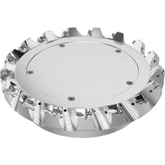 Seco - 8" Cut Diam, 2-1/2" Arbor Hole, 0.236" Max Depth of Cut, 48° Indexable Chamfer & Angle Face Mill - 17 Inserts, SN.. Insert, Right Hand Cut, 17 Flutes, Through Coolant, Series R220.54 - USA Tool & Supply