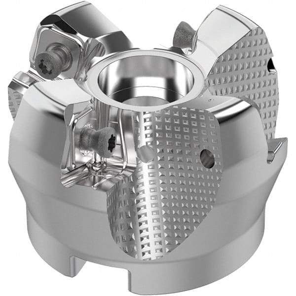 Seco - 50mm Cut Diam, 22mm Arbor Hole, 8mm Max Depth of Cut, 71° Indexable Chamfer & Angle Face Mill - 4 Inserts, SN.. Insert, Right Hand Cut, 4 Flutes, Through Coolant, Series R220.56 - USA Tool & Supply